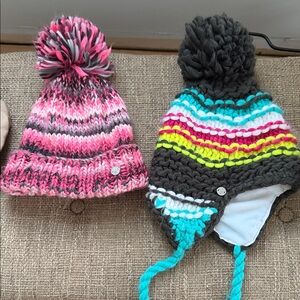Spyder Pink and Multicolor Knit Hats